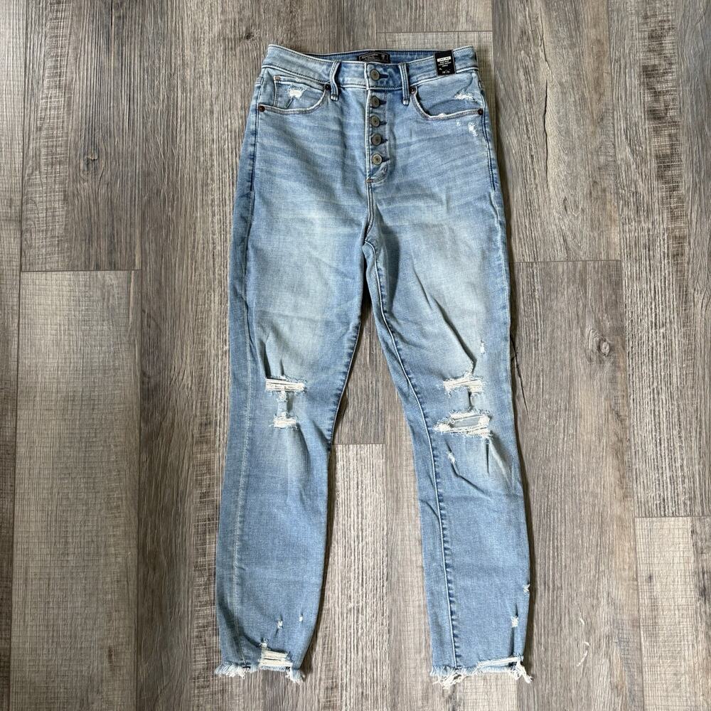 New Women’s Abercrombie Jeans High Rise Super Skinny Ankle Curve Love Size 6R 28